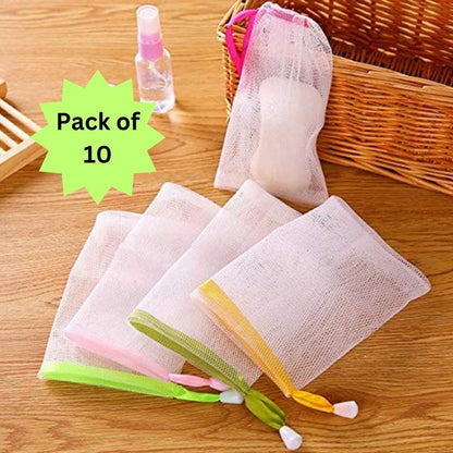 Exfoliating Mesh Soap Pouch Bubble Foam Net Soap Sack (Pack of 10)