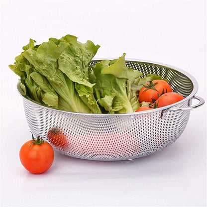 Strainer Round Drain Basket Stainless Steel Basket for Fruit Vegetable Washing