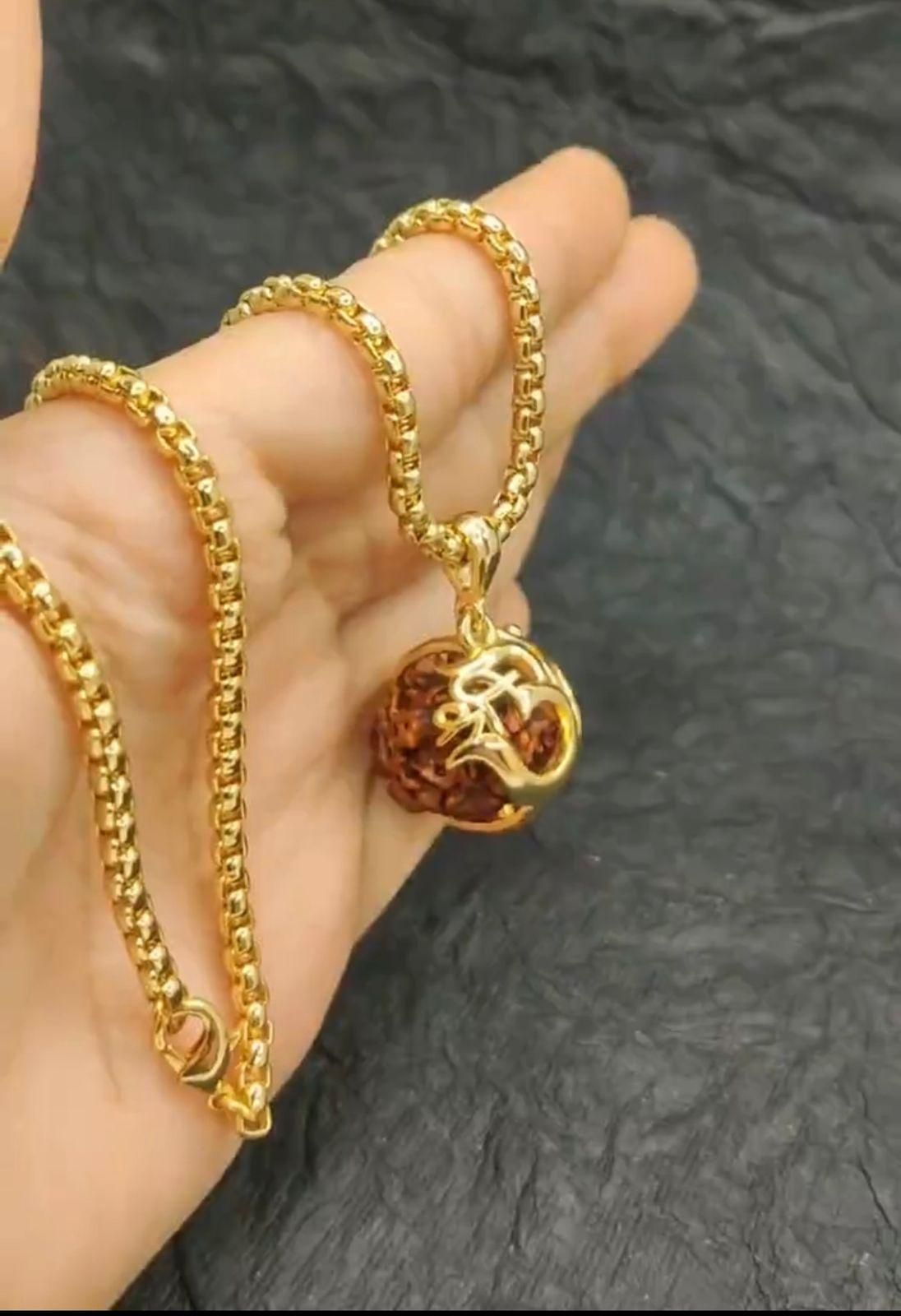 Om Rudraksha Pendant With Chain