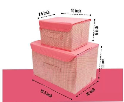 Foldable Woven Storage Box Organizer (1 Big Box & 1 Small Box)